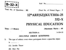 JKBOSE 12th Physical Education Question Paper 2025