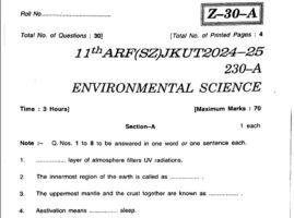 JKBOSE 11th Environmental Science Question Paper 2025