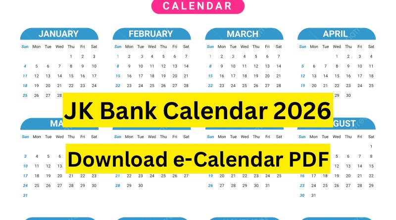 JK Bank Calendar 2026 PDF