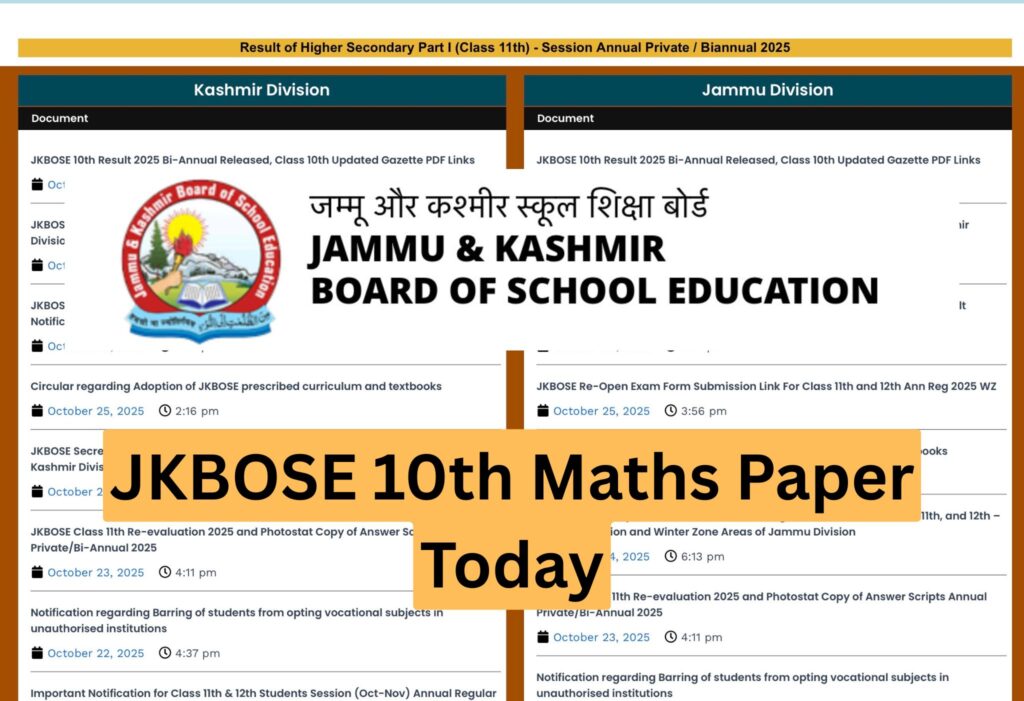 JKBOSE 10th Maths Paper Today