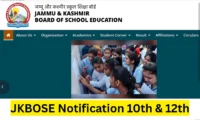 JKBOSE Notification for Class 10th & 12th