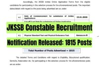 JKSSB Constable Recruitment 2026
