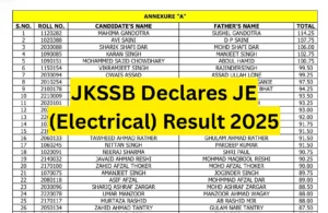 JKSSB Declares JE (Electrical) Result 2025