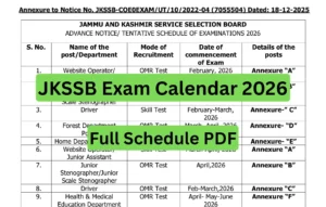 JKSSB Exam Dates 2026