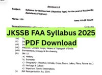 JKSSB FAA Syllabus 2025