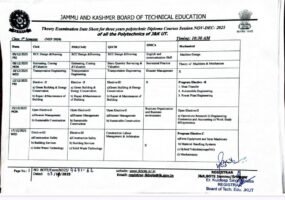JKBOTE Theory Examination Date Sheet Released for 1st, 3rd, and 5th Semesters (NEP/NEW) – Session ND25