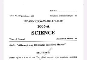 JKBOSE 10th Science Question Paper 2025 PDF Conducted on 13 Nov (Today) – Difficulty Analysis & Expert Review