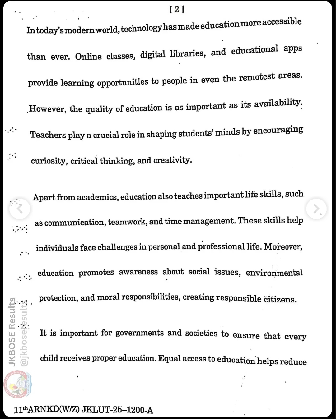 JKBOSE 11th English Paper 2025 Held Today – Download Question Paper PDF & Full Exam Analysis