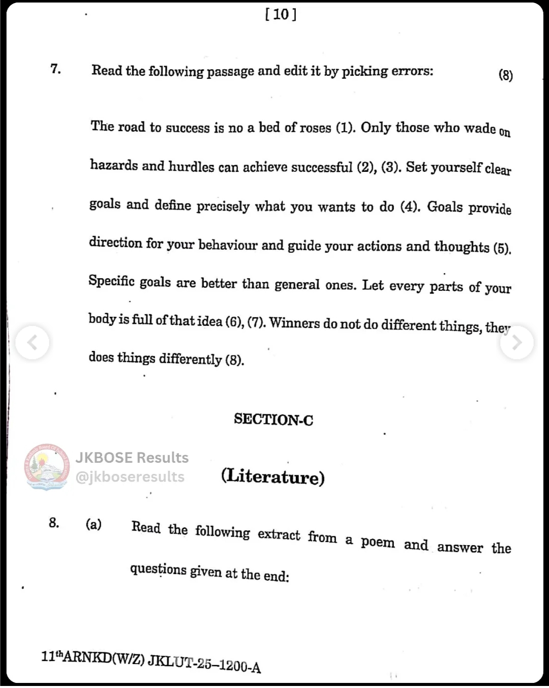 JKBOSE 11th English Paper 2025 Held Today – Download Question Paper PDF & Full Exam Analysis