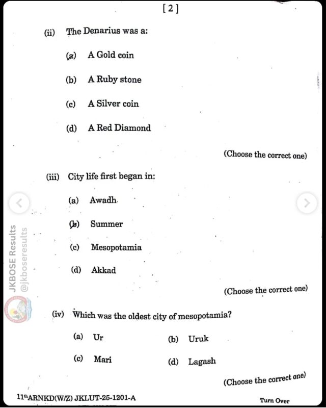JKBOSE 11th History Paper 2025 Held Today – Download Question Paper PDF & Full Exam Analysis