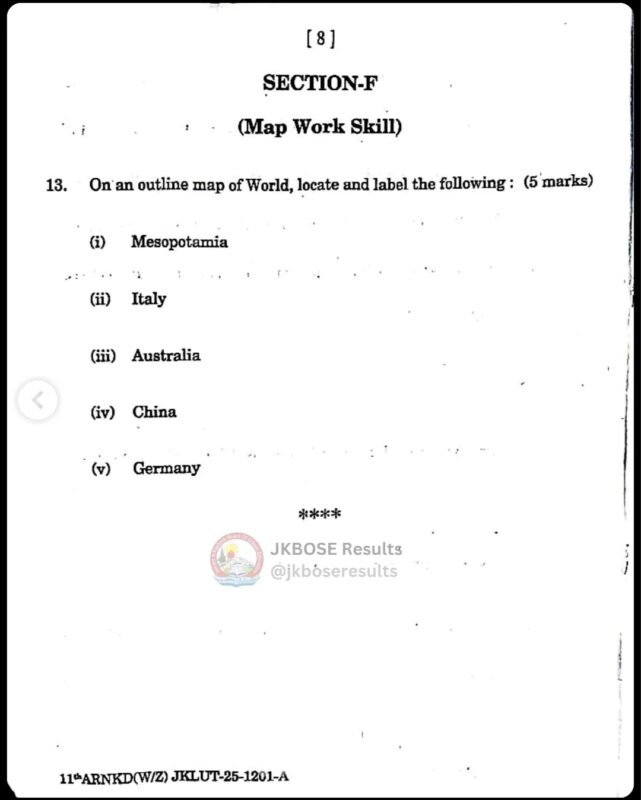 JKBOSE 11th History Paper 2025 Held Today – Download Question Paper PDF & Full Exam Analysis