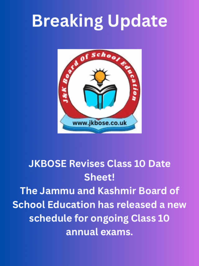 JKBOSE 10th New Datesheet 2025, Changed & unchanged subjects