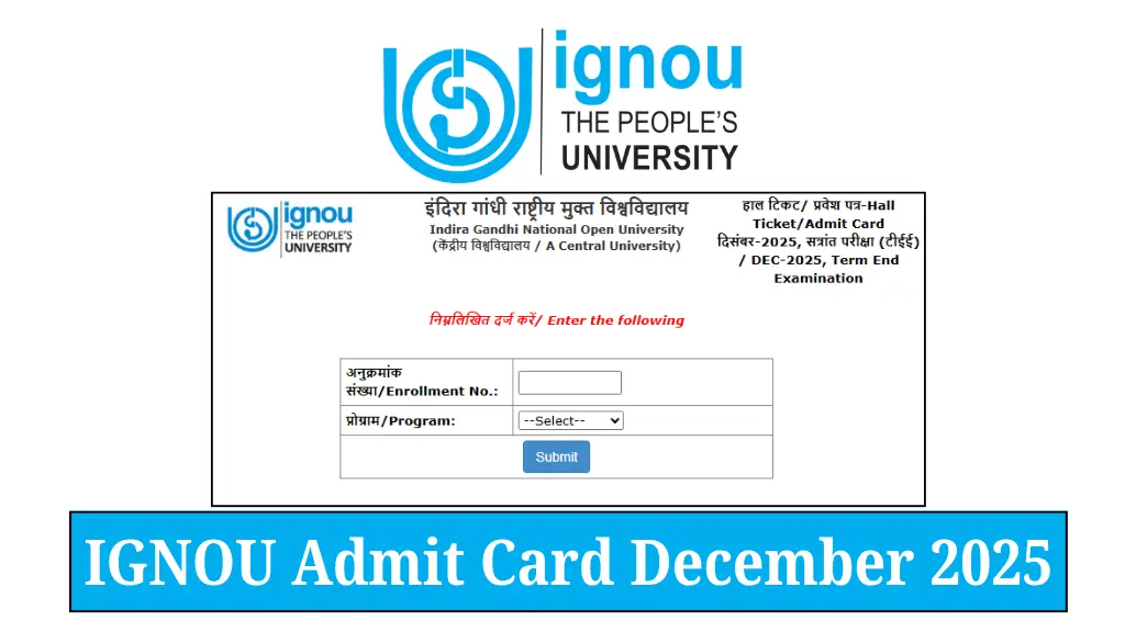 IGNOU December TEE 2025 Admit Card